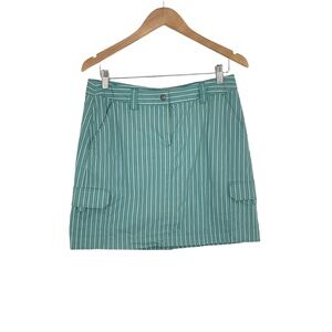 Tommy Bahama Women's Green Striped Preppy Vacation Casual Cargo Skort Size 6